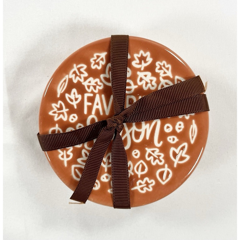 Holiday Home Favorite Season Fall Orange Stoneware Coasters Set of 4 Autumn New - Picture 1 of 5